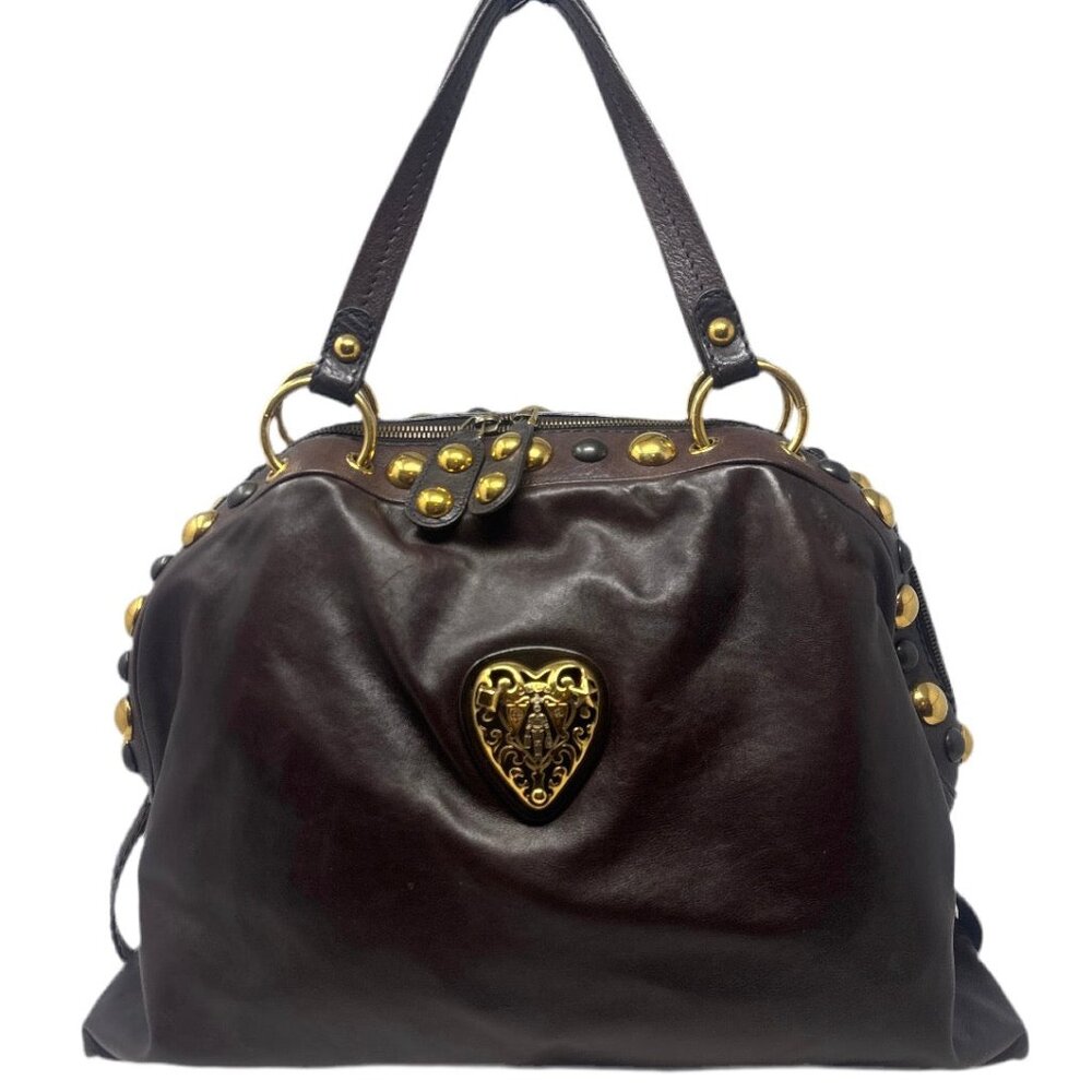 Gucci RARE Babouska brown leather dome handbag with gold hardware and gold metal